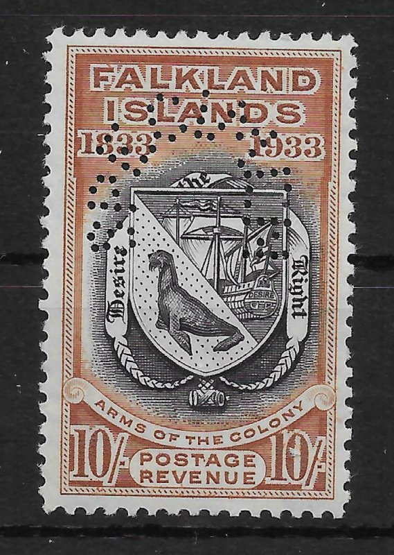 FALKLAND ISLANDS SG137s 1933 CENTENARY 10/= BLACK & CHESTNUT SPECIMEN MNH