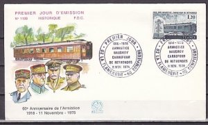 France, Scott cat. 1621. Armistice Anniversary, Railroad Car. First day cover. ^