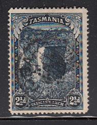 Tasmania 1899-1900 used Sc 89 2 1/2p Tasman's Arch Re-entry at top Perfin A s...
