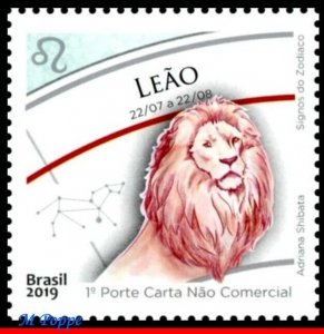 3405 BRAZIL 2019 ZODIAC SIGNS, LEO, ASTROLOGY, CONSTELLATION OF LEO, MNH