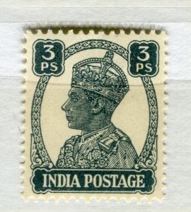 INDIA; 1938 early GVI Portrait issue Mint hinged 3p. value