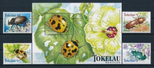 [112115] Tokelau 1998 Insects beetles ladybug with Souvenir sheet MNH