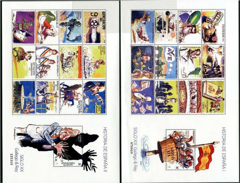 HERRICKSTAMP NEW ISSUES SPAIN Sc.# 4199-4200 History, Gallego & Rey Comics S/S