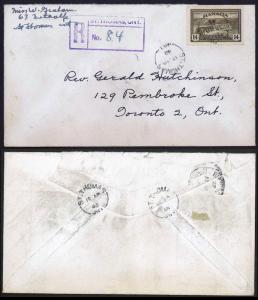 CANADA  St. Thomas ON. 1948 Registered Cover with Sc# 270