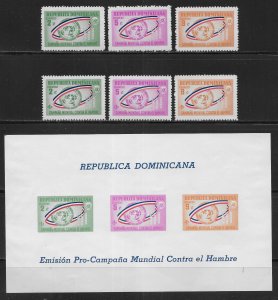 Dominican Republic 577-79, B41-43, NOTE 1963 Hunger set and s.s. MNH