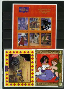 ST.VINCENT 1996 DISNEY THE HUNCHBACK OF NOTRE DAME SHEET & 2 S/S  MNH 