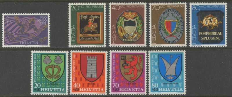 SWITZERLAND Sc#B479-B487 1981 Three Different Complete Sets OG MNH