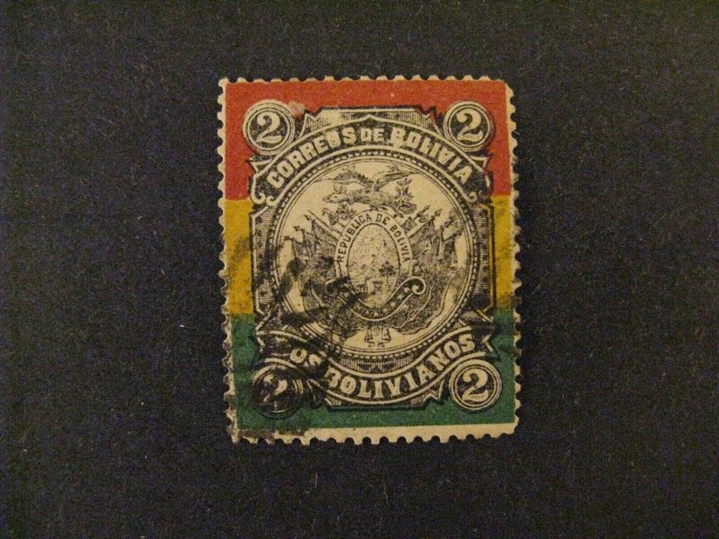 Bolivia #54 used deep horizontal crease across a22.6 3739