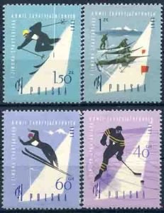 Poland 1961 Sc 969-12 Slalom Ski Jump Hockey Winter Games Sports Stamp MNH