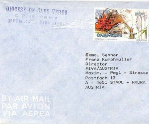 CAPE VERDE Air Mail Cover *Praia* MIVA MISSIONARY 1992 {samwells} CA242