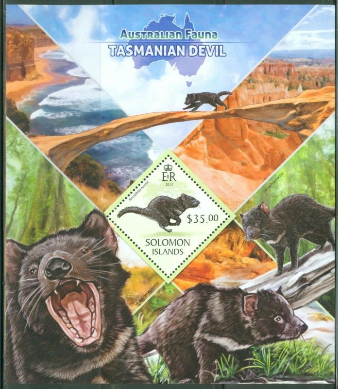 SOLOMON ISLANDS  2013 AUSTRALIAN FAUNA TASMANIAN DEVIL  SOUVENIR SHEET  MINT NH