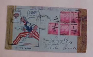 US  PATRIOTIC  2 DIFF. CENSORS OHIO 1943 TO BERMUDA