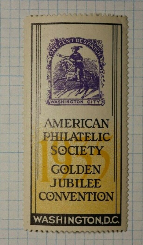 APS Jubilee 1c Despatch Local Post Washington DC Philatelic Souvenir Ad Label