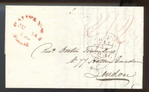 ? 1830 HALIFAX RED PAID fleuron 2/2 to LONDON UK high rated N.S. Canada PB