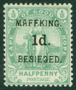 SG 2 Cape of good hope, Mafeking siege 1900. 1d on ½d green. Very lightly...