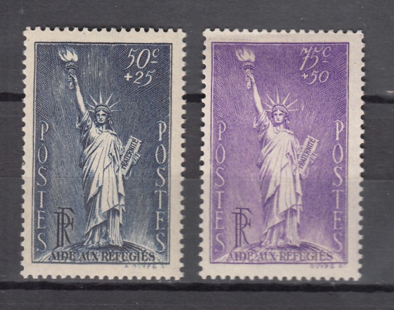 J43863 JLStamps 1936-7 france set mh #b44-5 statue liberty