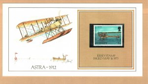 ASTRA-1912 SEAPLANE 1973 JERSEY 5p Stamp Presentation Card #71438A