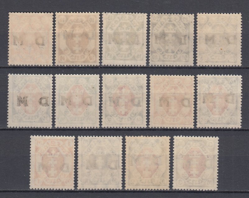 1921 Danzig German Occupation Full Set Dienstmarke Mi.1/14 MNH (40Pf is MLH)