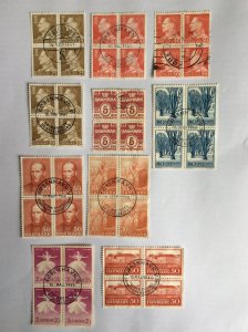 Denmark x10 blocks of 4. Used unhinged. Lot A
