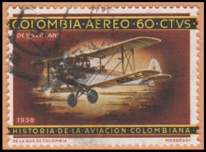 AIRMAIL STAMP FROM COLOMBIA 1965. SCOTT # C475. USED. # 10