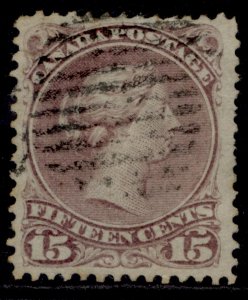 CANADA QV SG61a, 15c pale reddish purple, USED. Cat £65.