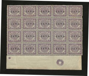 Netherland Indies Sc # 81  1/2c 'Java ' block of 20 NH FVF