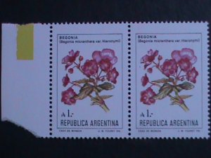 ARGENTINA -1985 SC #1524-COLORFUL LOVELY FLOWERS MNH PAIR-OG VERY FINE