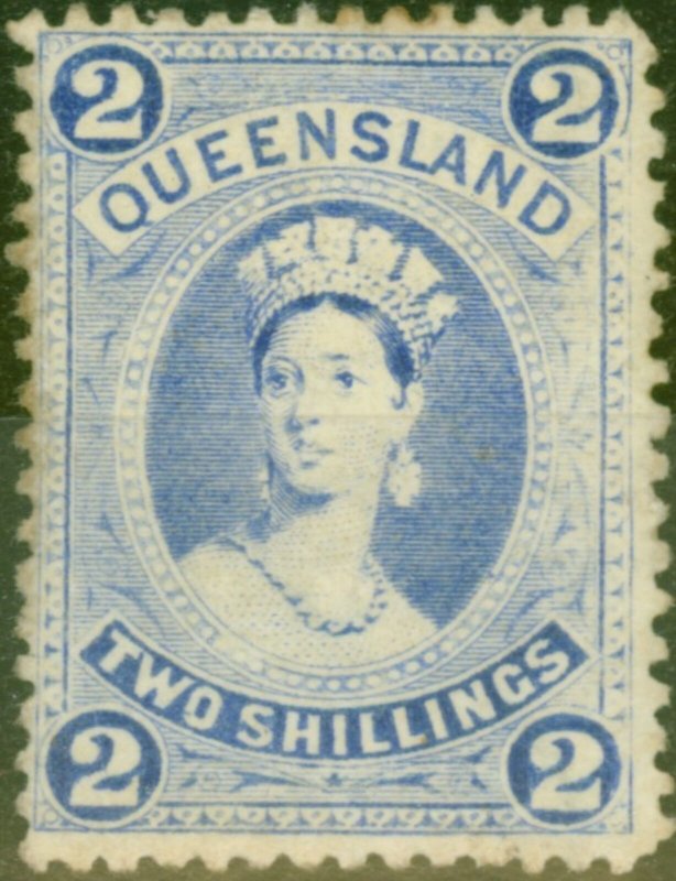 Queensland 1886 2s Bright Blue SG157 Thick Paper Good Mtd Mint 