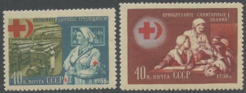 RUSSIA Sc#1823-1824 1956 Red Cross OG Mint Lightly Hinged