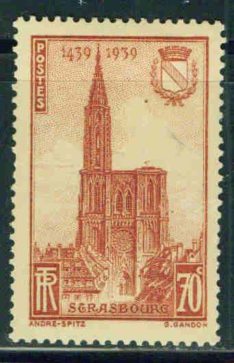 FRANCE Scott 391 MH* 1939 Strasbourg Cathedral stamp