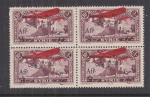 SYRIA, 1926 War Refugees Fund, Air, 5p. on 10p, AU for AUX in block of 4 lhm/mnh