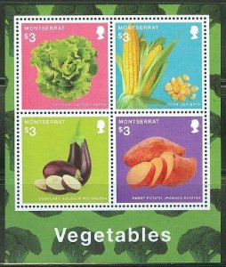 MONTSERRAT  2014 VEGETABLES LETTUCE CORN EGGPLANT & SWEET POTATO  SHEET  MINT NH 