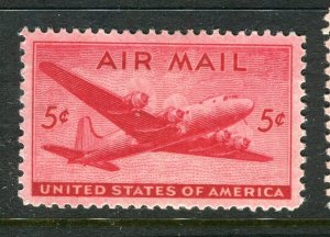 USA; 1946 early AIRMAIL issue fine Mint hinged 5c. value