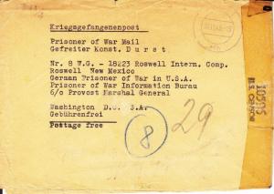 German POW, Incoming to Roswell, NM, US & German Censors (M654)