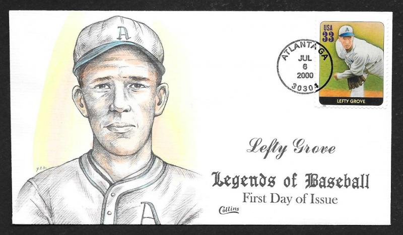 UNITED STATES FDC 33¢ Lefty Grove 2000 Collins H-P