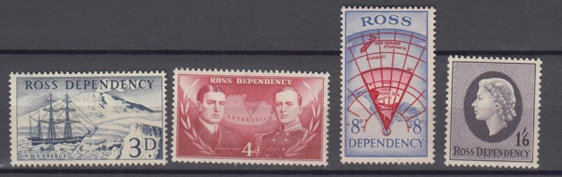 J38996, jlstamps, 1957 ross dependecy new zealand set mnh #L1-4