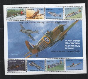 Grenada #2424 (1995 WWII Aircraft sheet of eight) VFMNH CV $15.00