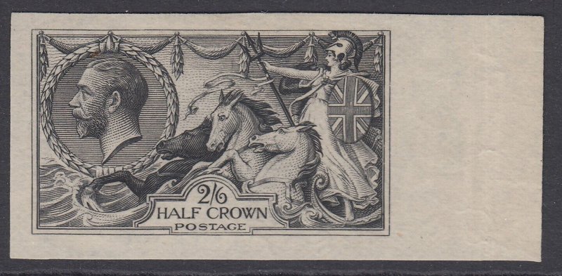 King George V 1913 Waterlow half crown colour trial in black on ungummed...