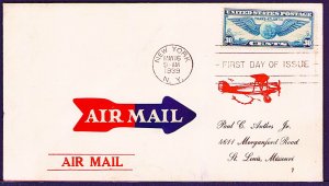 C24 30c  New York FDC May 16 1939 Air Mail First Day Cover