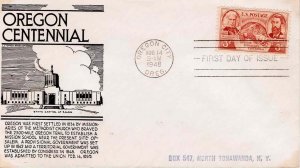 USA 1948 FDC Sc 964 Oregon Centennial Anderson Cachet First Day Cover