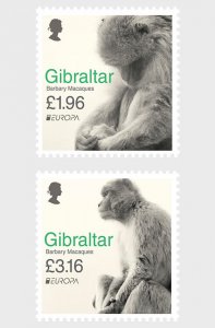 2021 Gibraltar Barbary Macaques (2) Europa Issue (Scott NA) MNH