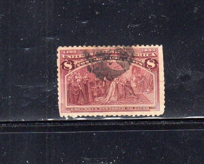 #236 1893 8 CENT COLOMBIAN F-VF USED m