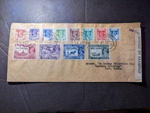 1945 Burma Mily Admn Overprint Cover Rangoon to Fort Bombay India