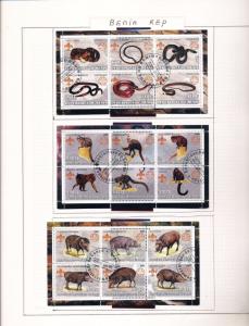 BENIN 2002/3 Wildlife Birds Sheets Monkeys M&U 50 +Items (pie 271)