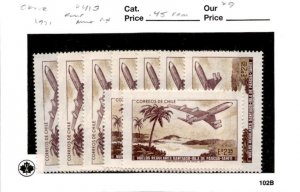 Chile Postage Stamp, #413 (9 Ea) Mint NH, 1971 Airplane