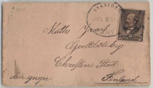 United States 1887 5c Garield Cover & Letter Branford Connecticut to Finland