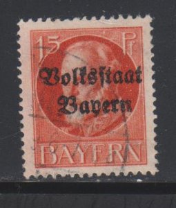 Bavaria, 15pf King Ludwig III, Overprinted (SC# 140) Used