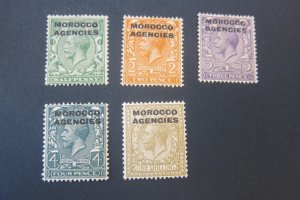 British Morocco Agencies 1914 Sc 209,212-4,216 MNG