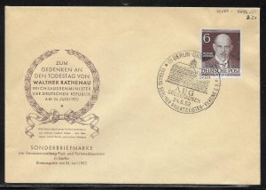 Germany Berlin 9N86 Walter Rathenau FDC First Day Cover (*sch*)
