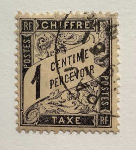 France 1881-84 Scott J11 used - 1c, Chiffre taxe, numeral